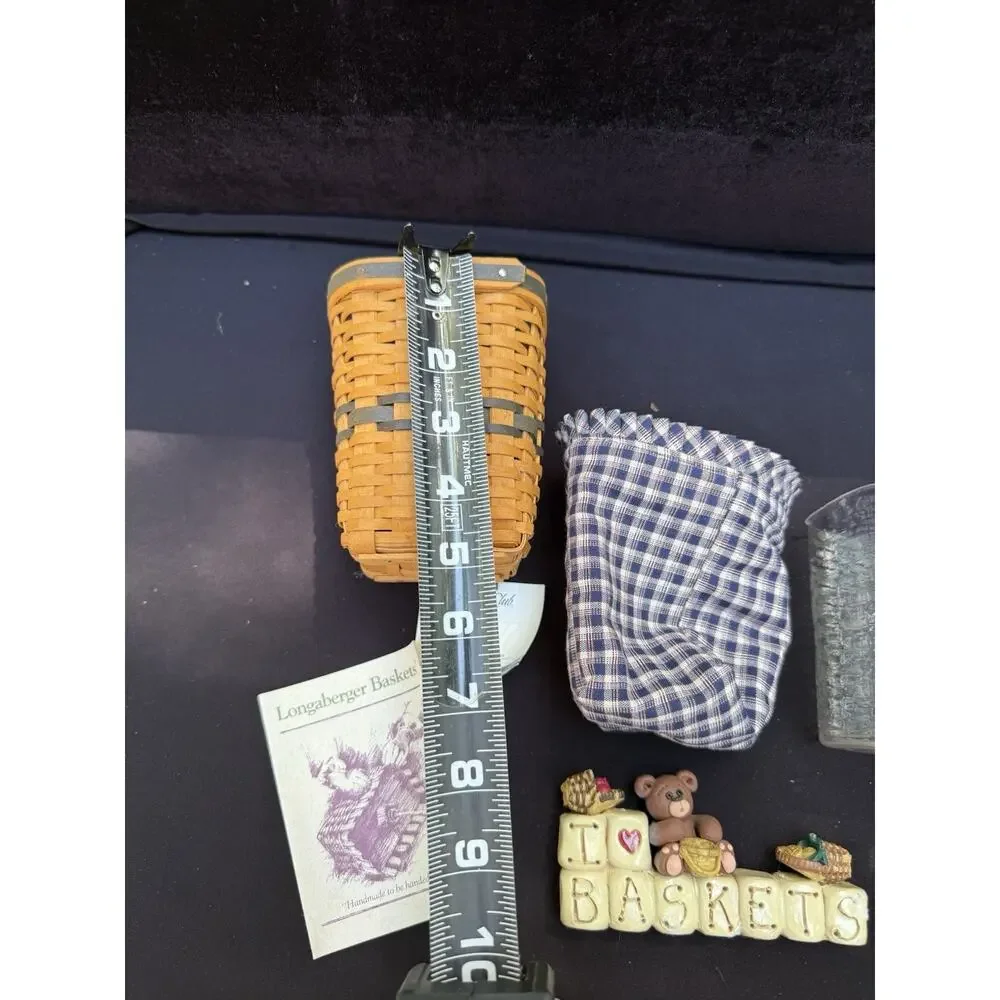 Longaberger 1997 Waste Basket Combo J W Collection Miniature Complete & Figurine